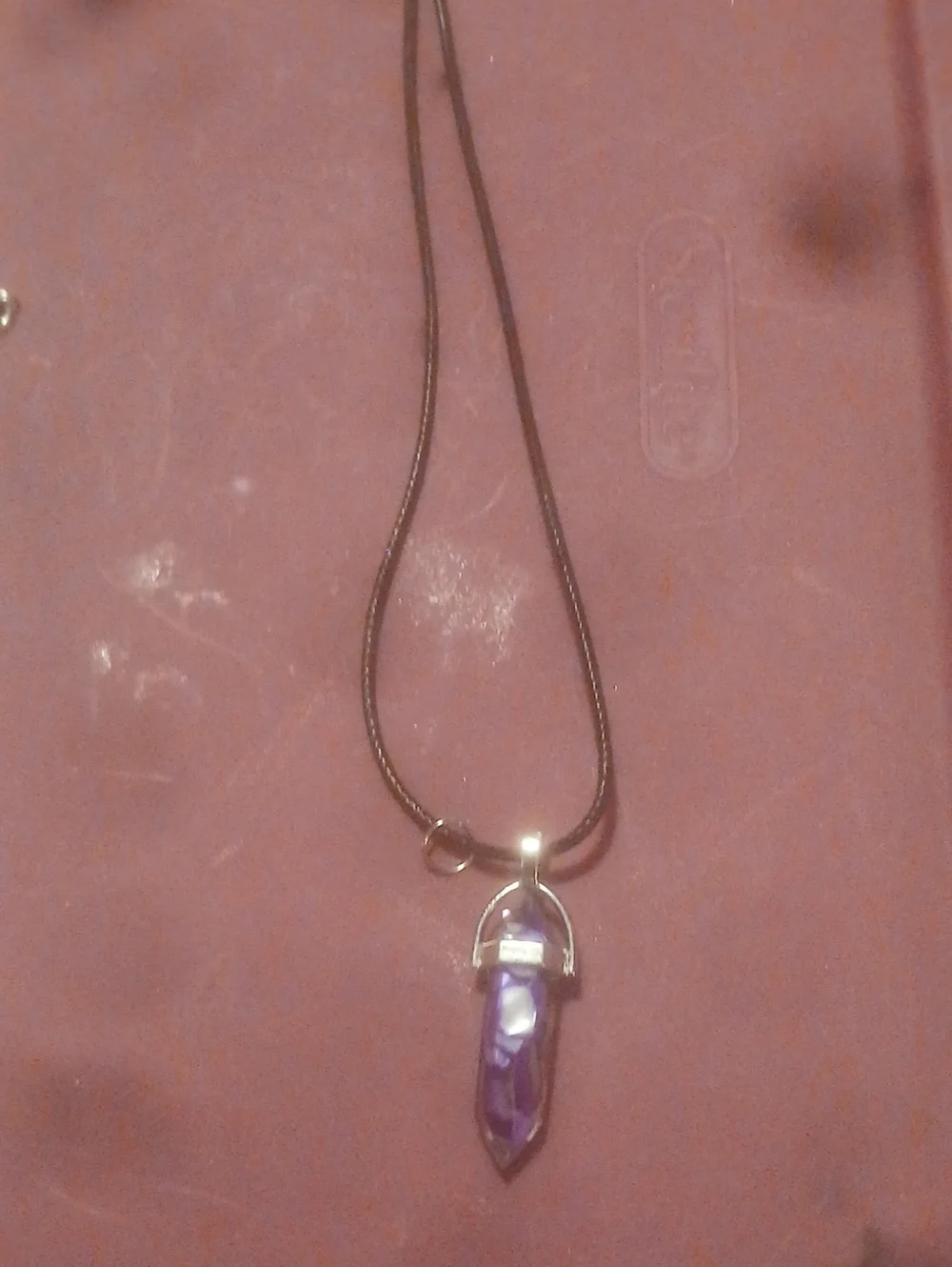 Silver Amethyst Crystal Pendant Necklace - Purple